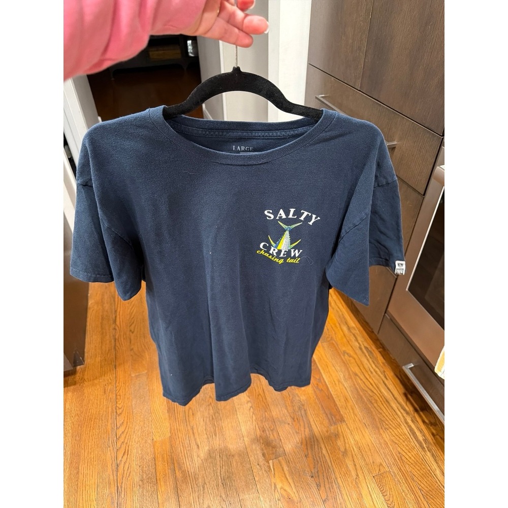 Salty Crew Chasing Tail Men Blue Short Sleeve Graphic T-Shirt Fishing large